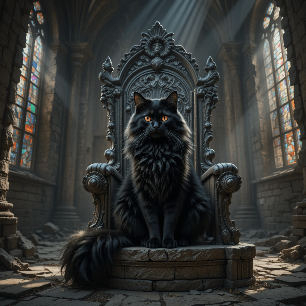 Black Turkish Angora Cat
